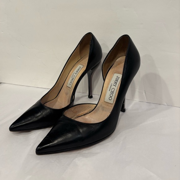 Jimmy Choo Willie D’Orsay Pumps Black Leather Made in Italy - Picture 1 of 9